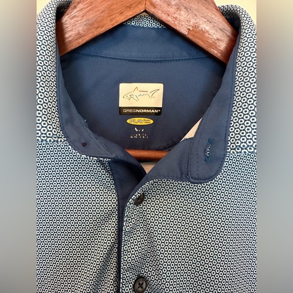 GREG NORMAN Golf Polo Shirt; 3 BUTTON CLASSIC SHARK PIQUE in Blue Size: M - Picture 5 of 7